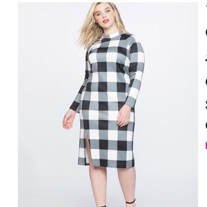 Eloquii Buffalo Plaid Scuba Knit Midi Dress